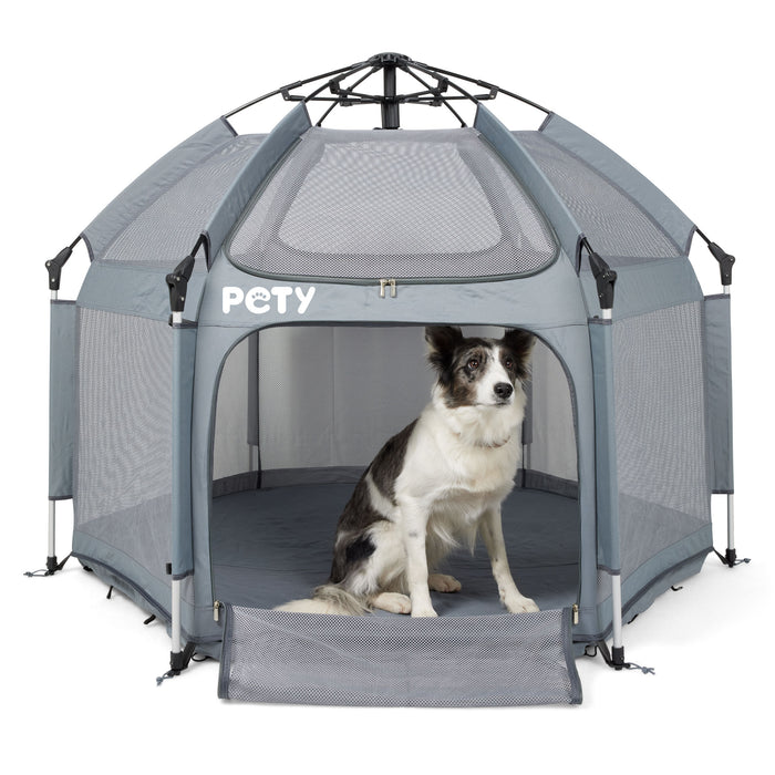Set PETY Laufstall für Hunde gross, mit Bodenmatte und Dach