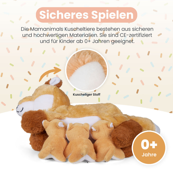 Mamanimals Plüschtier Set Mama Fuchs und Babys