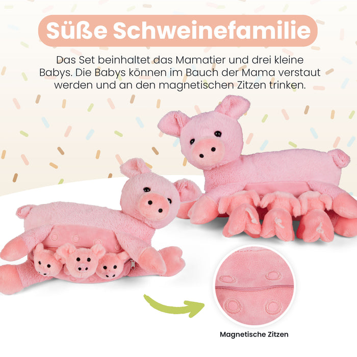 Mamanimals Plüschtier Set Mama Schwein und Babys